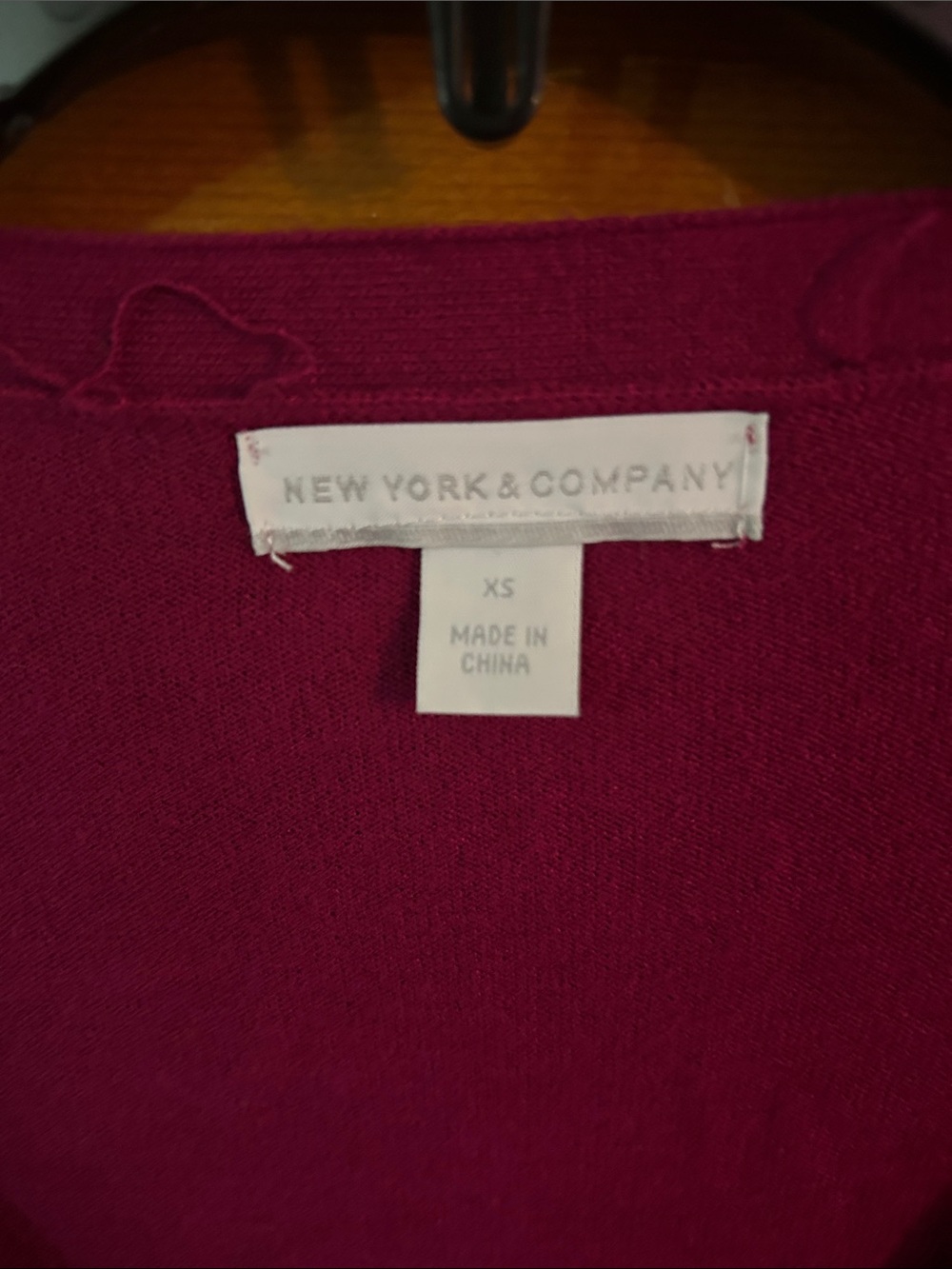 New York & Company Raspberry V-Neck Cardigan - Picture 3 of 4